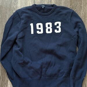 J. Crew Navy Crewneck Sweater with 1983 Design